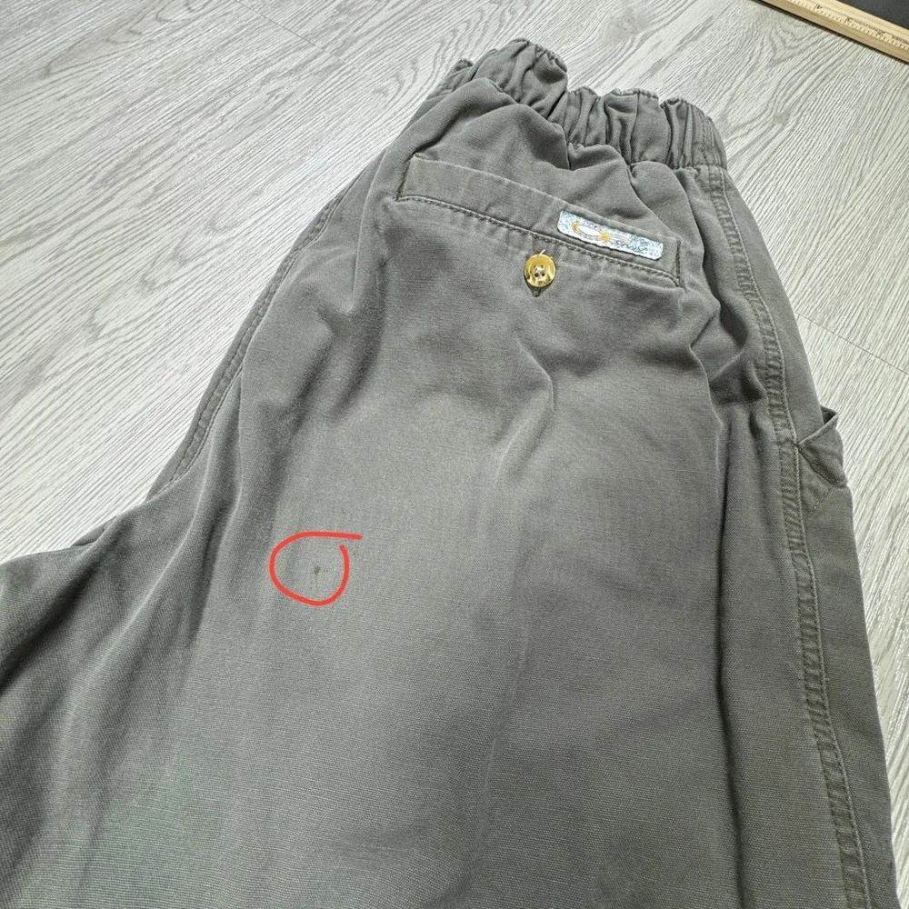 Vintage Ocean Pacific Mens Cargo Pants Olive‎ Green Elastic Waist Cotton Medium